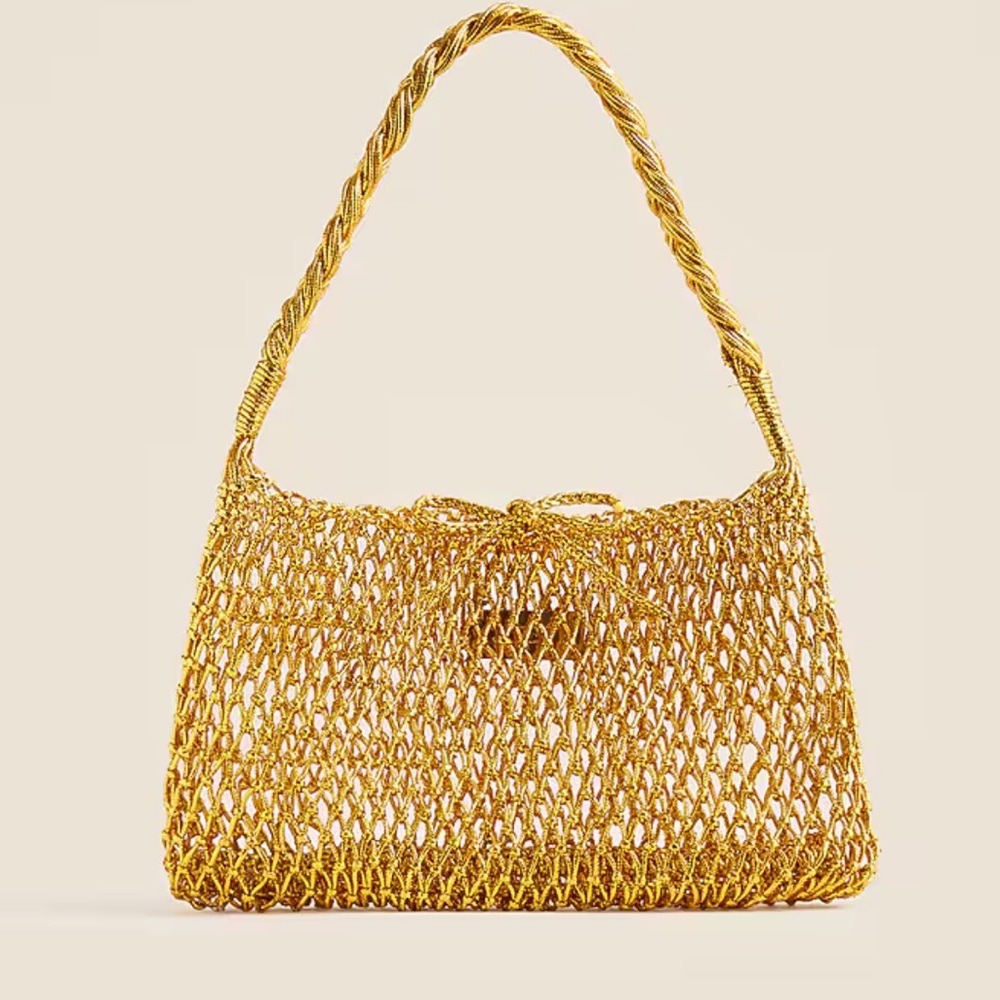 J. Crew Small Cadiz Hand knotted Shoulder Bag in Metallic Gold